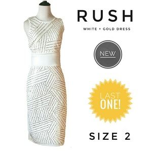 NEW RUSH WHITE + GOLD STUD DRESS (SIZE 2 LEFT!)